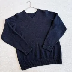 無印良品　長袖ニット　Lサイズ　ネイビー　無地シンプル　カシミヤセーターＶネック