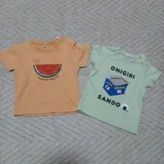 子供用 仕掛け半袖Tシャツ 2枚セット スイカ おにぎりのサムネイル