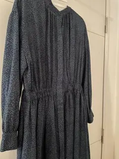 ナチュラルビューティーベーシック　ロングワンピース ネイビー×グリーン　M☆美品