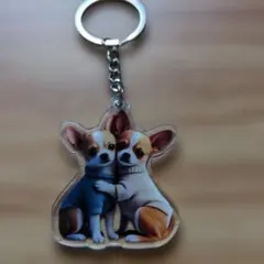 新品未使用で可愛いチワワのペアデザイン アクリルキーホルダー
