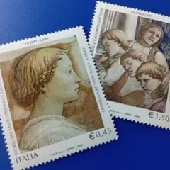 外国切手 イタリア 2005年 リッピ の絵画作品 2V