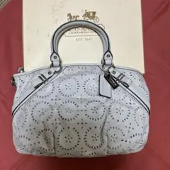 COACH ハンドバッグ ホワイト パンチングレザー