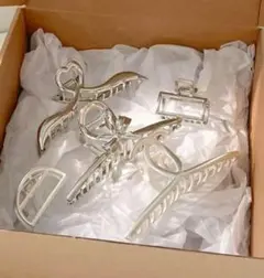 【5点セット】メタル シルバー ヘアクリップ セット