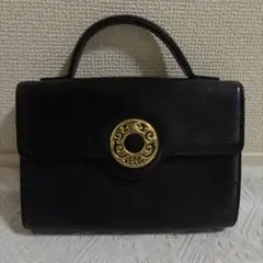 HANAE MORI 黒 エピレザー ハンドバッグ サークルロゴ 森英恵