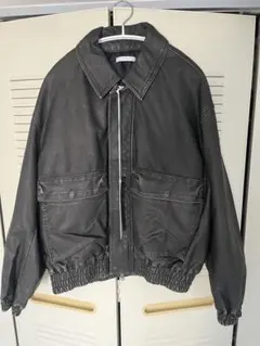 チャコール フェイクレザージャケット