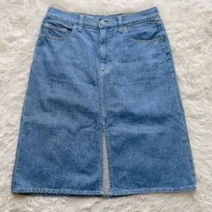 GAP デニムスカート　膝丈　台形　スリット　27 Ｍ〜Ｌ相当　綿100%