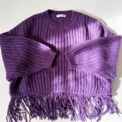 RODEO CROWNS ロデオクラウンズ パープル フリンジ ニット セーター