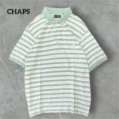 CHAPS ロゴ　刺繍　ボーダー　ポロシャツ