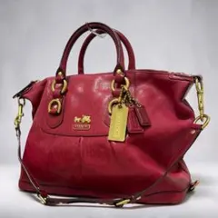 希少　coach ショルダーバッグ　レザー　チャーム　ピンク　2way y2k