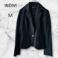 インディヴィ＊ジャケット 38 M 黒 日本製 ウール テーラード フォーマル