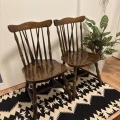 【飛騨家具】ヴィンテージ　アンティーク　スピンドルバック　ウインザーチェア　①