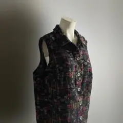 'USA ヴィンテージ アメリカ ゴブラン ベスト 刺繍 柄 90s 00s 花