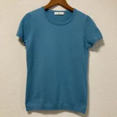 UNIQLO カシミヤ100% 半袖ニット Mサイズ　カシミア ニット ブルー