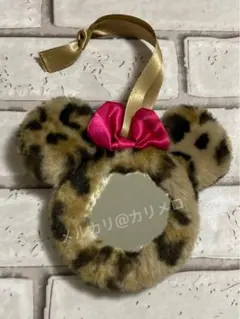 東京ディズニーリゾートミニーヒョウ柄 レオパード ミラー 鏡リボンストラップ