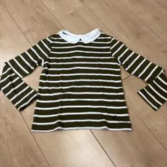 プチバトー長袖ストライプTシャツ 襟付き