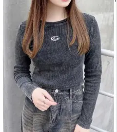 INGNI ピグメントメタルロゴリブロンTシャツ