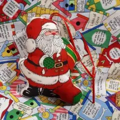 USAヴィンテージ　クリスマス　サンタ布製オーナメント　ファブリックオーナメント