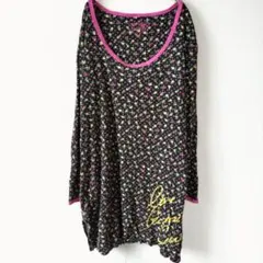ヴィクトリアシークレット チュニック Uネック 長袖 花柄 L 黒 部屋着のサムネイル