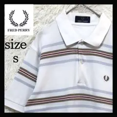 FREDPERRY フレッドペリー ボーダーワンポイント刺繍ロゴ　現行タグ