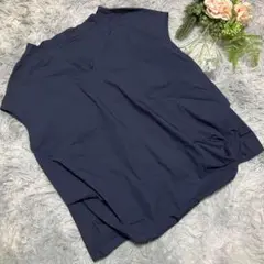 【INED】ネイビー Vネック ノースリーブ トップス フレンチスリーブ　9