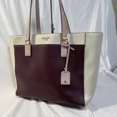 kate spade ボルドー アイボリー トートバッグ