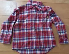 ミキハウス　レトロ　チェック　ブラウス 100サイズ　ロゴ　赤