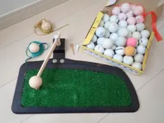 打球感のある回転アーム式ショット練習機　ゴルフ練習用マットとボールセットのサムネイル
