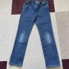 べべ　130 デニムスリムパンツ レース付き裾