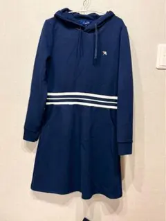 ネイビー フード付き ゴルフワンピース M