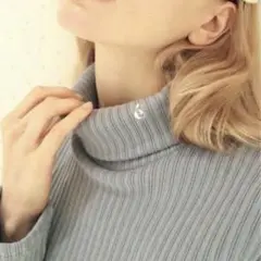 epine e embroidery rib knit high neck