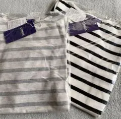 【新品】OMNES ボーダーロンT 2枚セット ブラック グレー 110cm