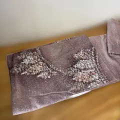 身長151-161cm正絹 訪問着 袷 たたき染め 森林 くすみ紫 着物