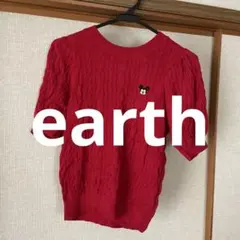 earth ミッキー　赤ニット