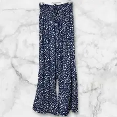31【美品】シーイン　SHEIN ネイビー 花柄 ワイドパンツ