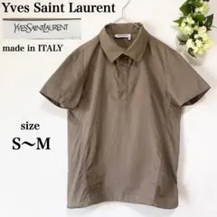 YSLイヴサンローラン スキッパーシャツ 比翼仕立て カーキ イタリア製のサムネイル