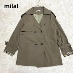 【milal】トレンチコート　スプリングコート　カーキ　ミドル丈　アウター　春秋