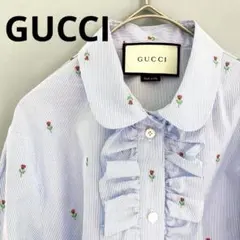 GUCCI グッチ 花刺繍 フリル ストライプ 長袖シャツ ミケーレ期 GUCCI グッチ 花刺繍 フリル ストライプ 長袖シャツ ミケーレ期 - メルカリ