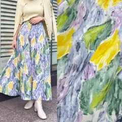 美品！エメルリファインズ　ユナイテッドアローズ 花柄　洗えるロングスカート　34