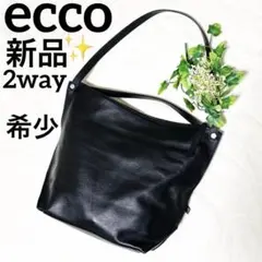 新品✨ 希少 ecco エコー 2way ショルダーバッグ　　本革 レザー 黒のサムネイル