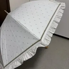 サンバリア100 2段折 フリル ホワイト 木ストレート手元 - メルカリ