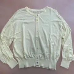 ブージュルード淡い黄色 薄手ニットカーディガン