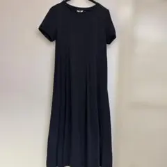 12時までセール【即日発送】UNIQLO U ブラック 半袖 ロングワンピース