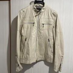 RATTLE TRAP レザー ライダースジャケット オフホワイト