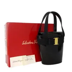 本物 美品 ■ フェラガモ ■ ヴァラ リボン スモール バケット ハンドバッグ