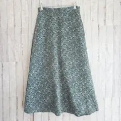 ショコラフィネローブ フレア スカート 花柄 ウエスト後ろゴム 裏地あり F