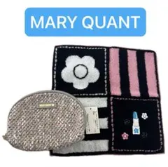 MARY QUANT 新品 ツイード生地ポーチ＆タオルハンカチ 2点セット