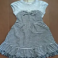 エニィファム　110センチ　　半袖ギンガムチェック　ワンピース　オンワード