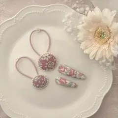 【4個セット】リバティ　ハンドメイド　ピンク　パッチンピン　親子　姉妹　ペア