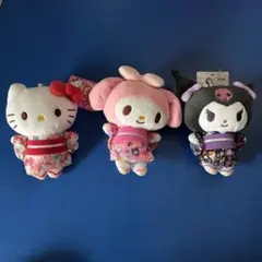キティ　クロミ　マイメロ　マスコットポーチ　和柄　サンリオ　3個セット