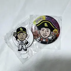ソフトバンク　若鷹ガチャ　缶バッジ　尾関